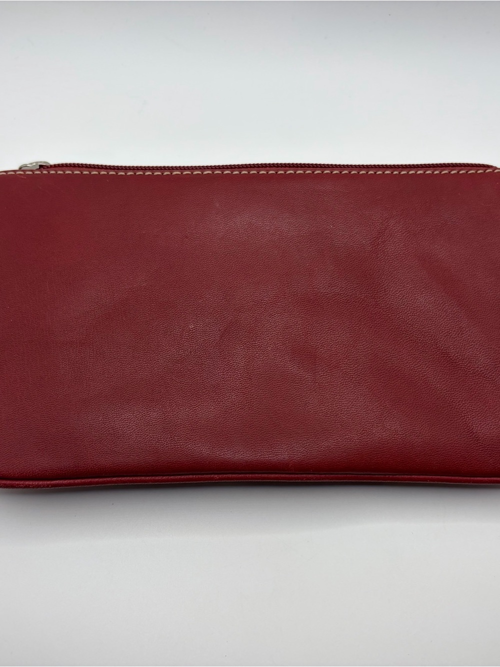 Red Leather Wristlet Clutch with Buckle Accent - Picture 4 of 5